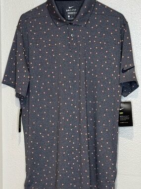 NWT Nike Dri-FIT Men's Navy Polo with Pink Flower Print